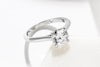 Round diamond four claw white gold solitaire diamond ring, minimalist and simple in style, made by Queensmith