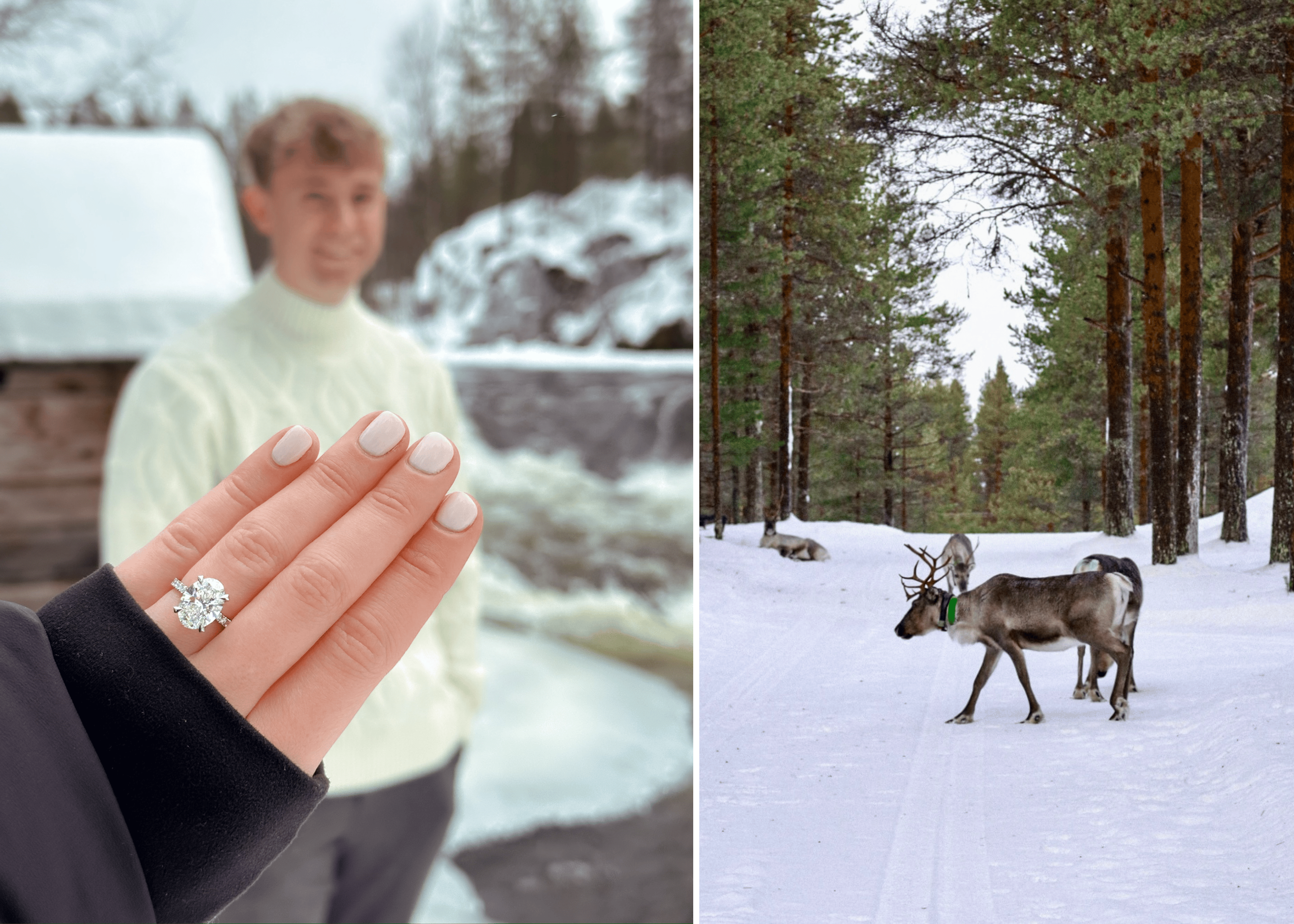Queensmith couple with oval cut diamond engagement ring.