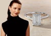 Charlotte York and platinum emerald engagement ring.