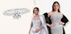 Hailee Steinfeld in wedding dress and red carpet wearing a round diamond engagement ring with platinum diamond band.
