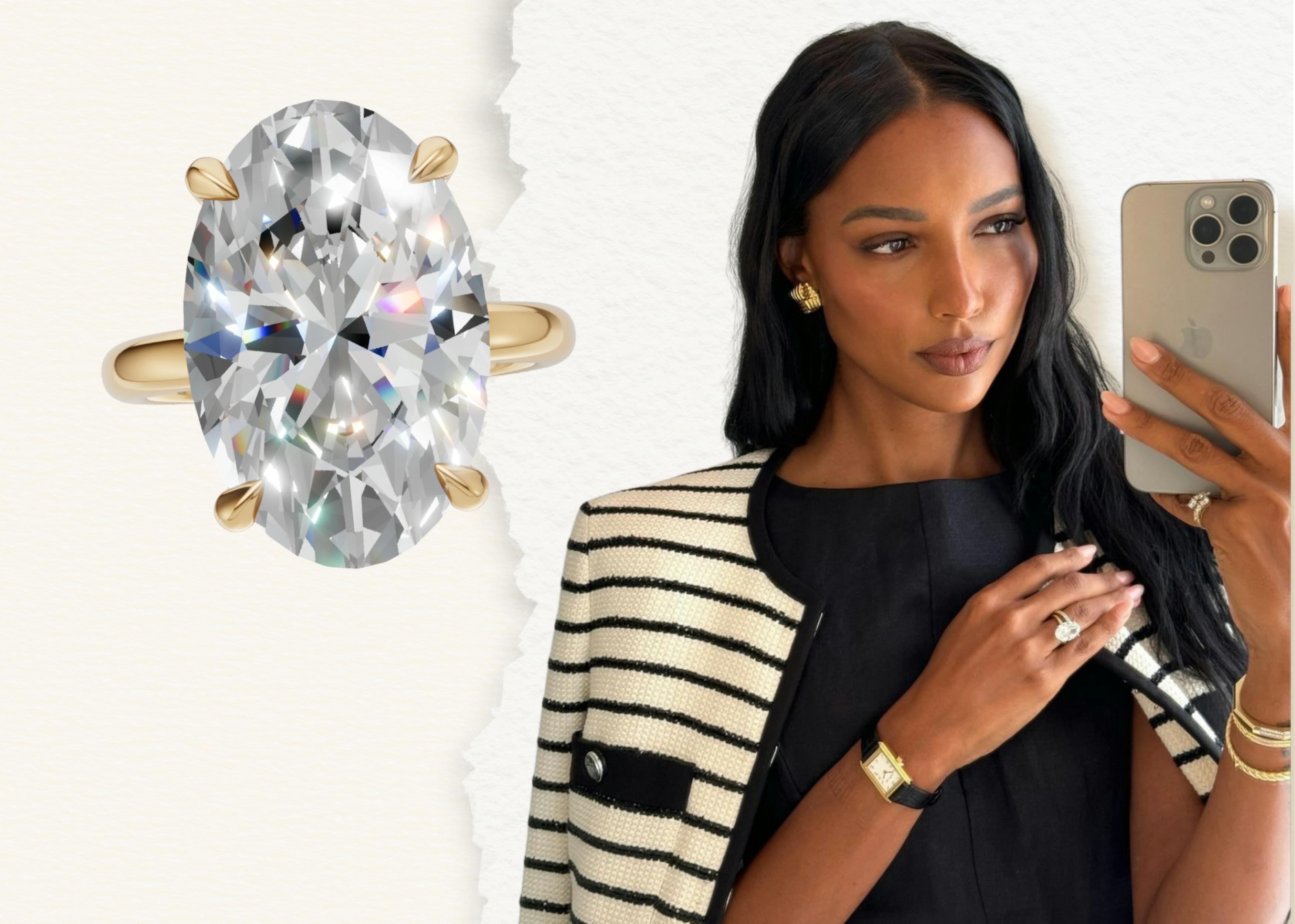 Jasmine Tooke’s oval cut Engagement Ring.