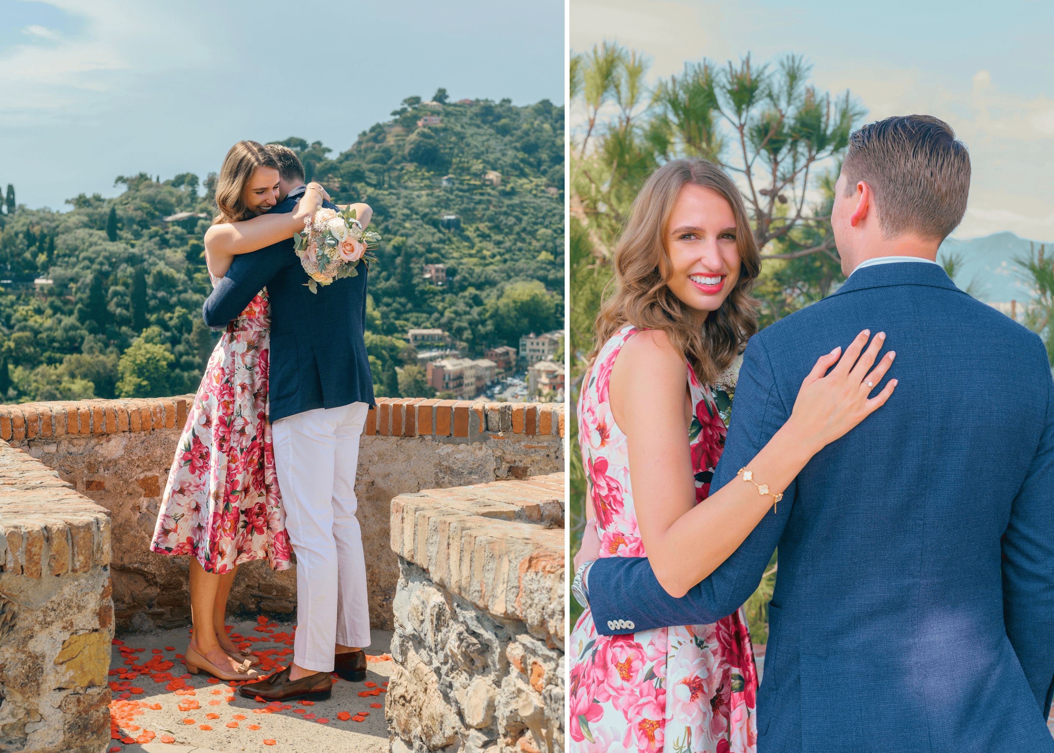 Queensmith couple propose with a diamond ring in Italy.