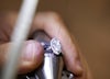 Marquise engagement ring being made in jeweller workshop.