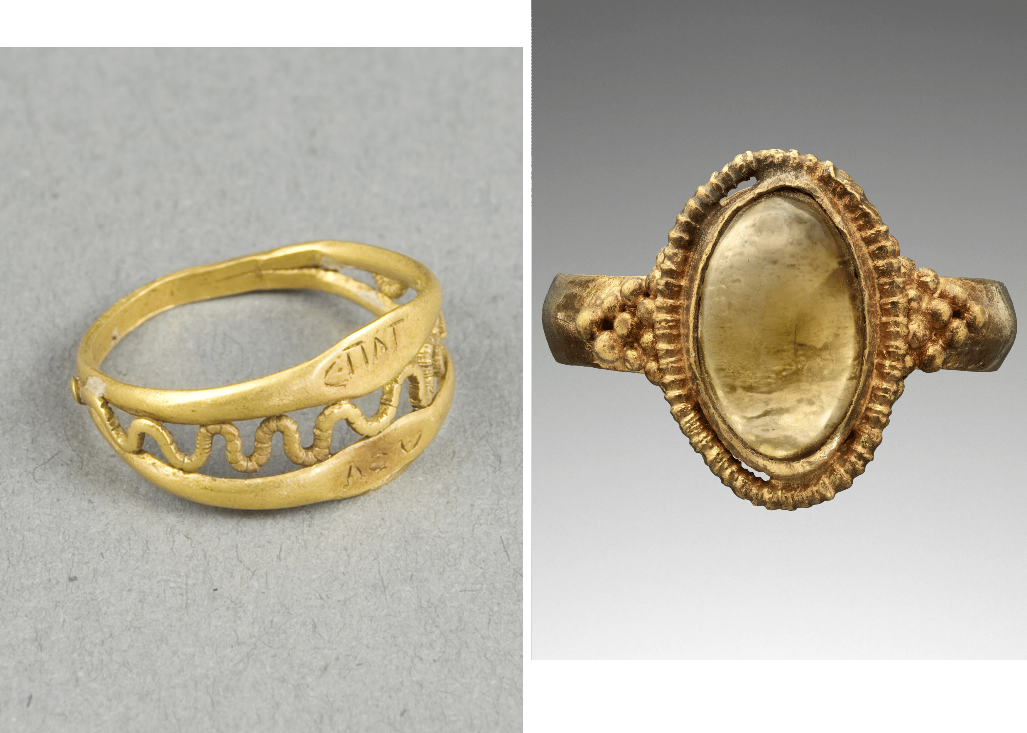 Gold ancient roman rings.