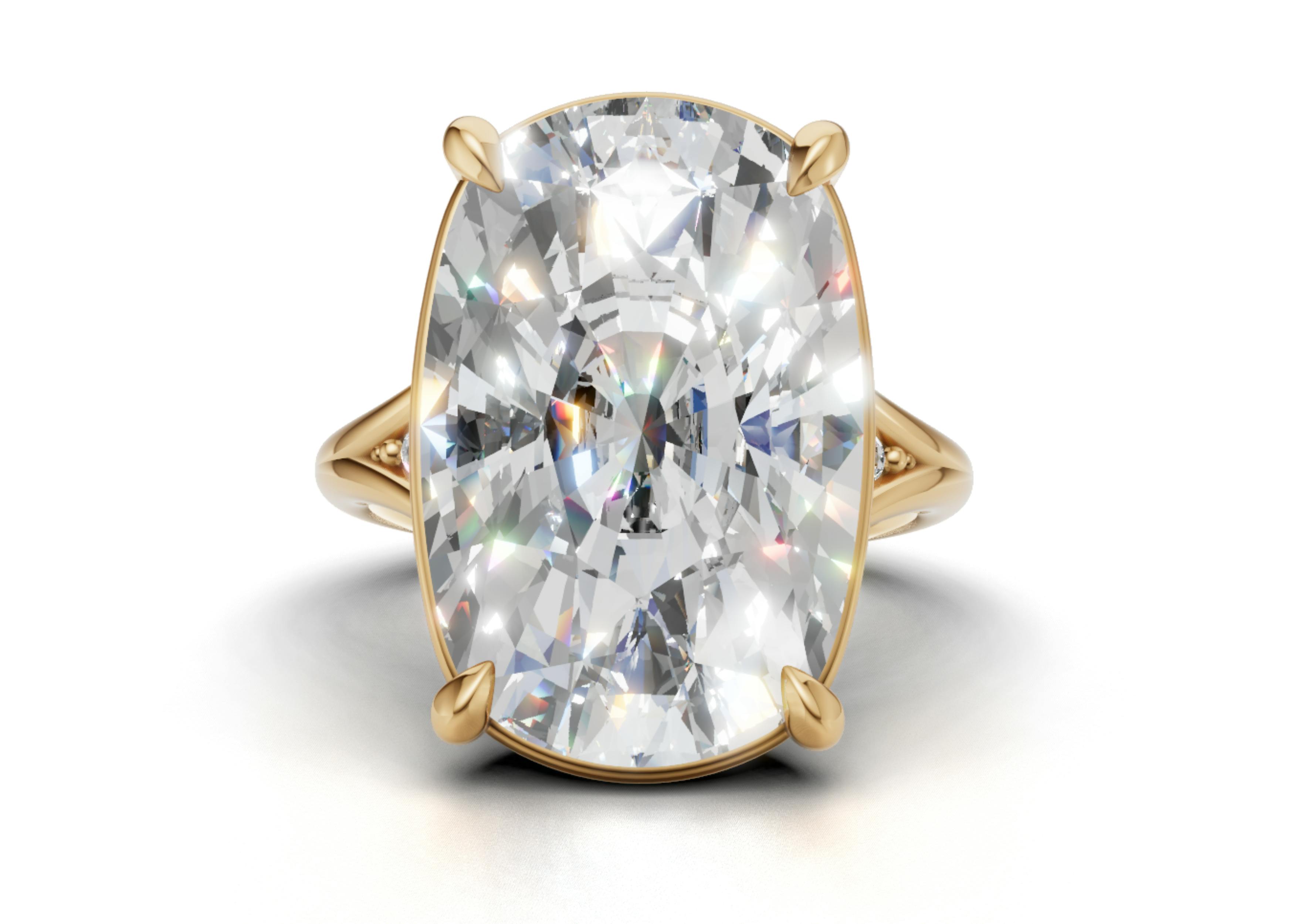 Close up of Taylor Swift's engagement ring, front view.