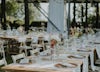 Outdoor wedding dinner table.